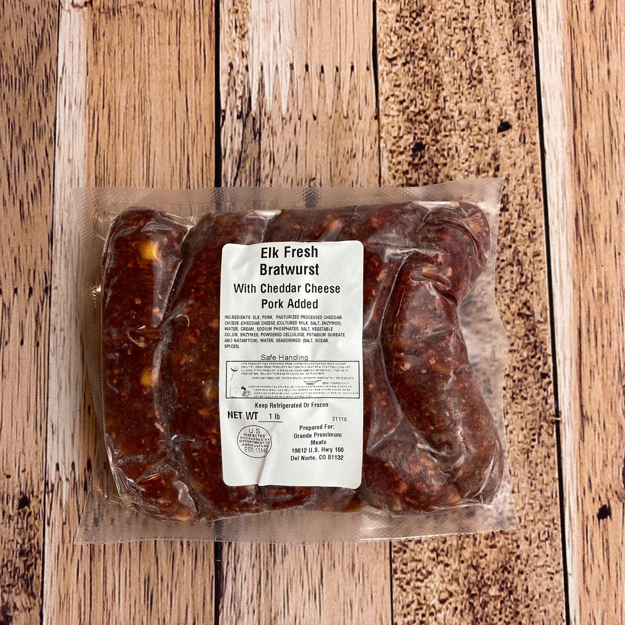 Elk Cheddar Bratwurst