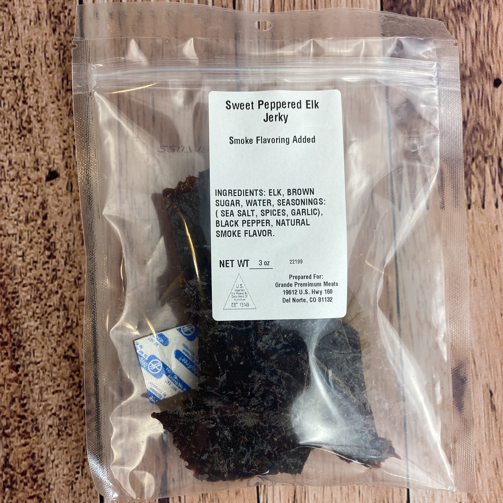 Elk Jerky Sweet Peppered 3 oz.