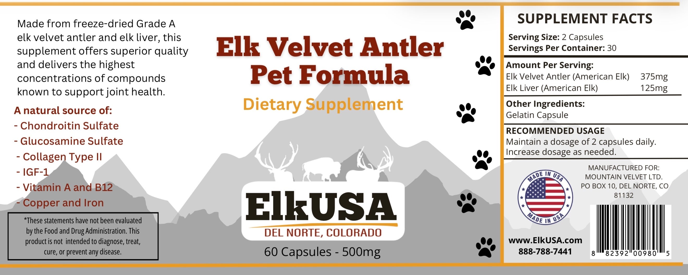 Elk Velvet Antler Pet Formula - 12 Bottle Case