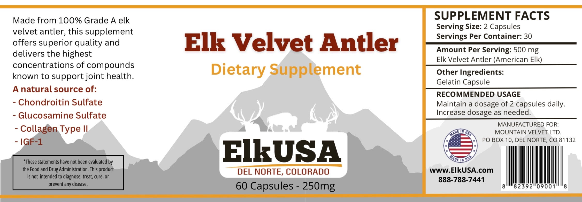 Elk Velvet Antler Dietary Supplement