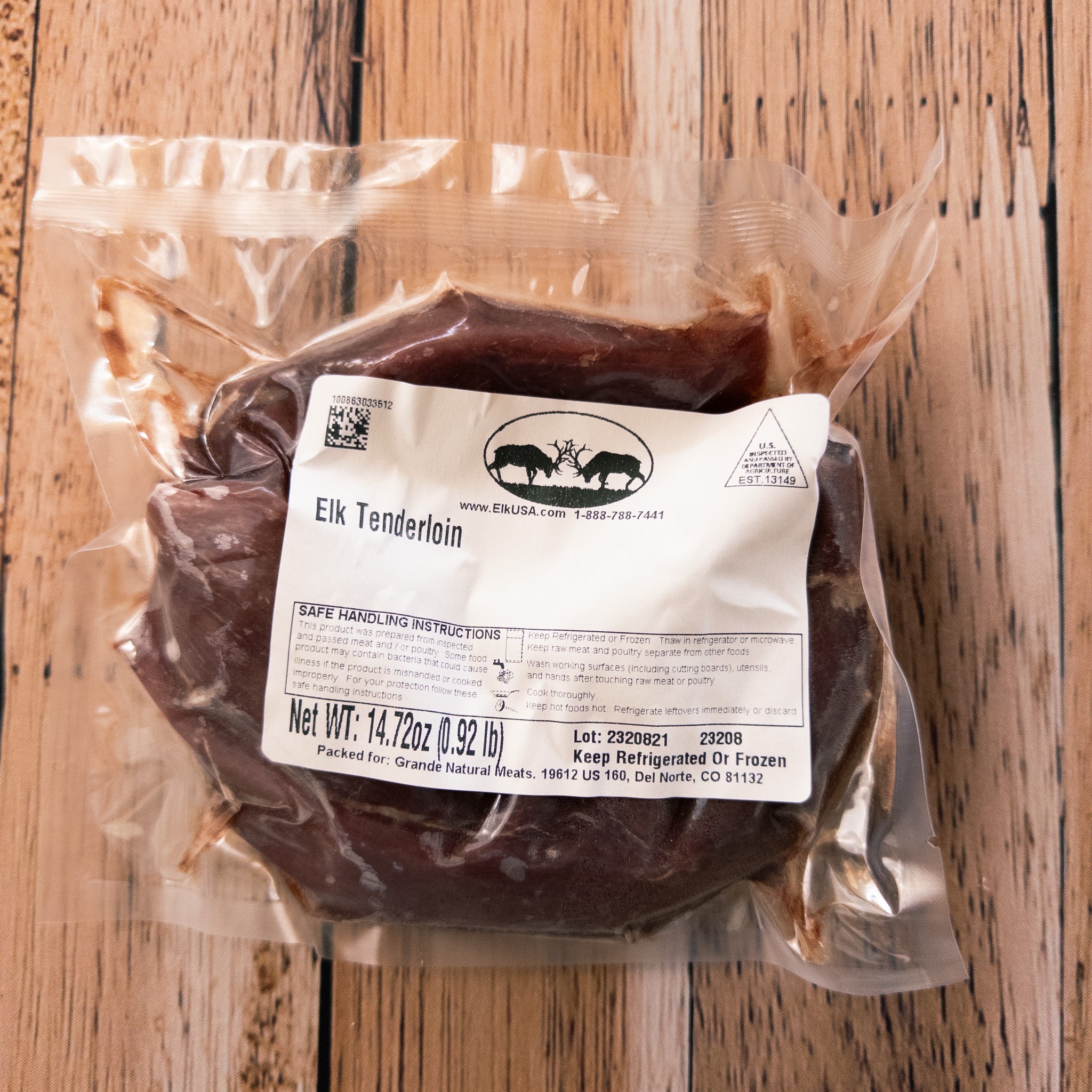 Elk Whole Tenderloin, Young