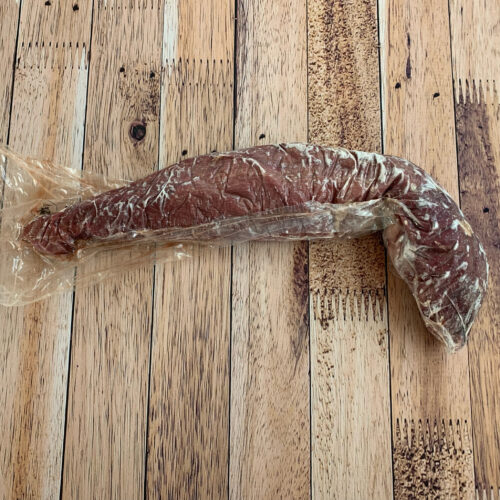 Elk tenderloin, stretched out long, about 3.5 pounds.